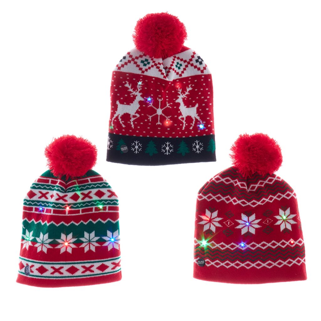 Light Up Knit Christmas Hats