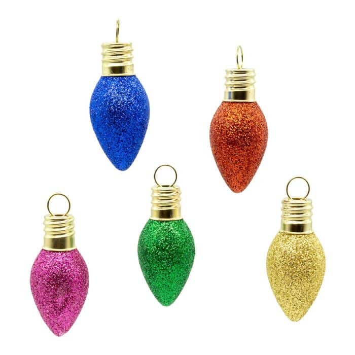 Multi Color Glitter Bulb Ornaments Colors
