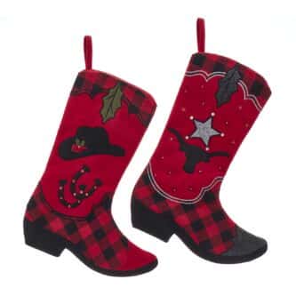 Plaid Cowboy Boot Stockings