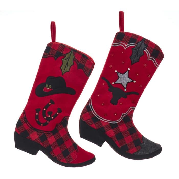 Plaid Cowboy Boot Stockings