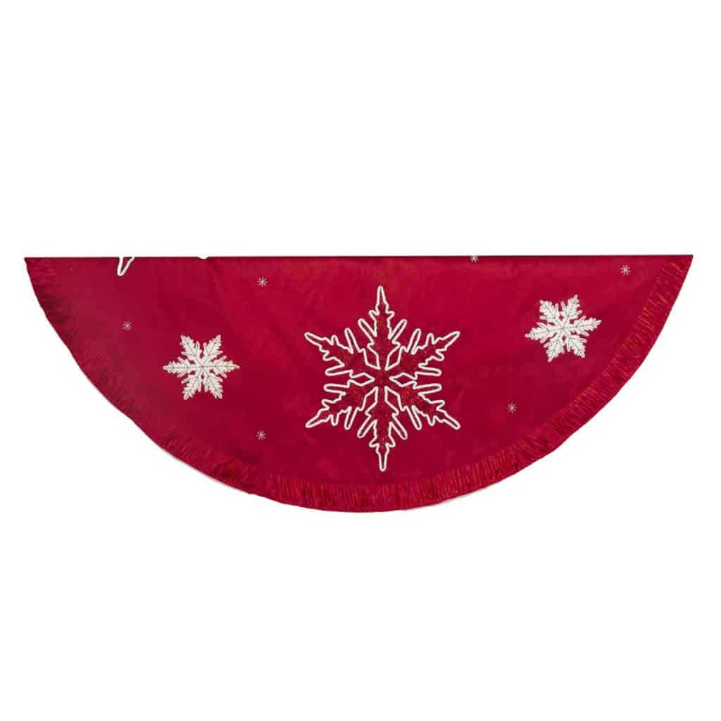 Red Snowflake Embroidered Tree Skirt 60