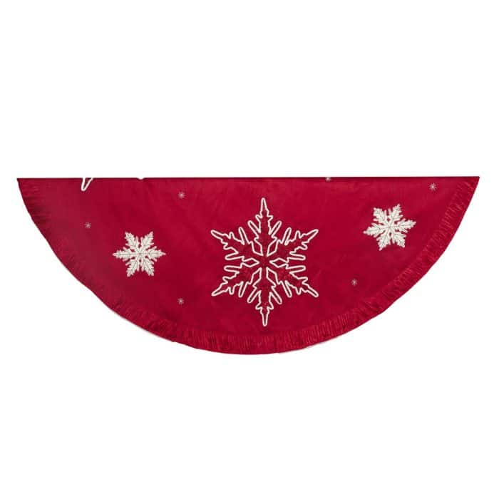 Red Snowflake Embroidered Tree Skirt 60