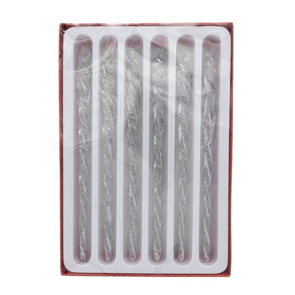 Silver Twist Icicle Ornaments Set of Six