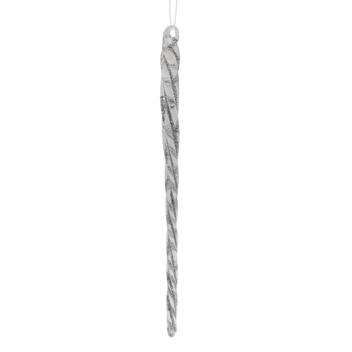 Silver Twist Icicle Ornaments Set of Six Close Up