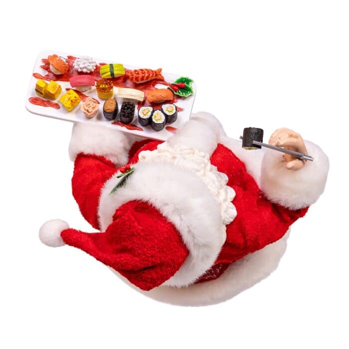 Snacking on Sushi Santa Top View