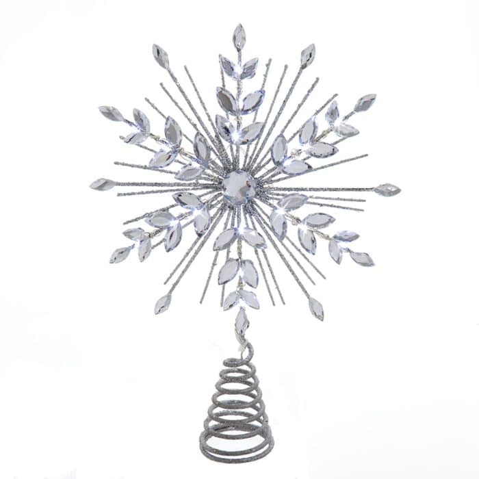 Snowflake Silver Glittered Tree Topper