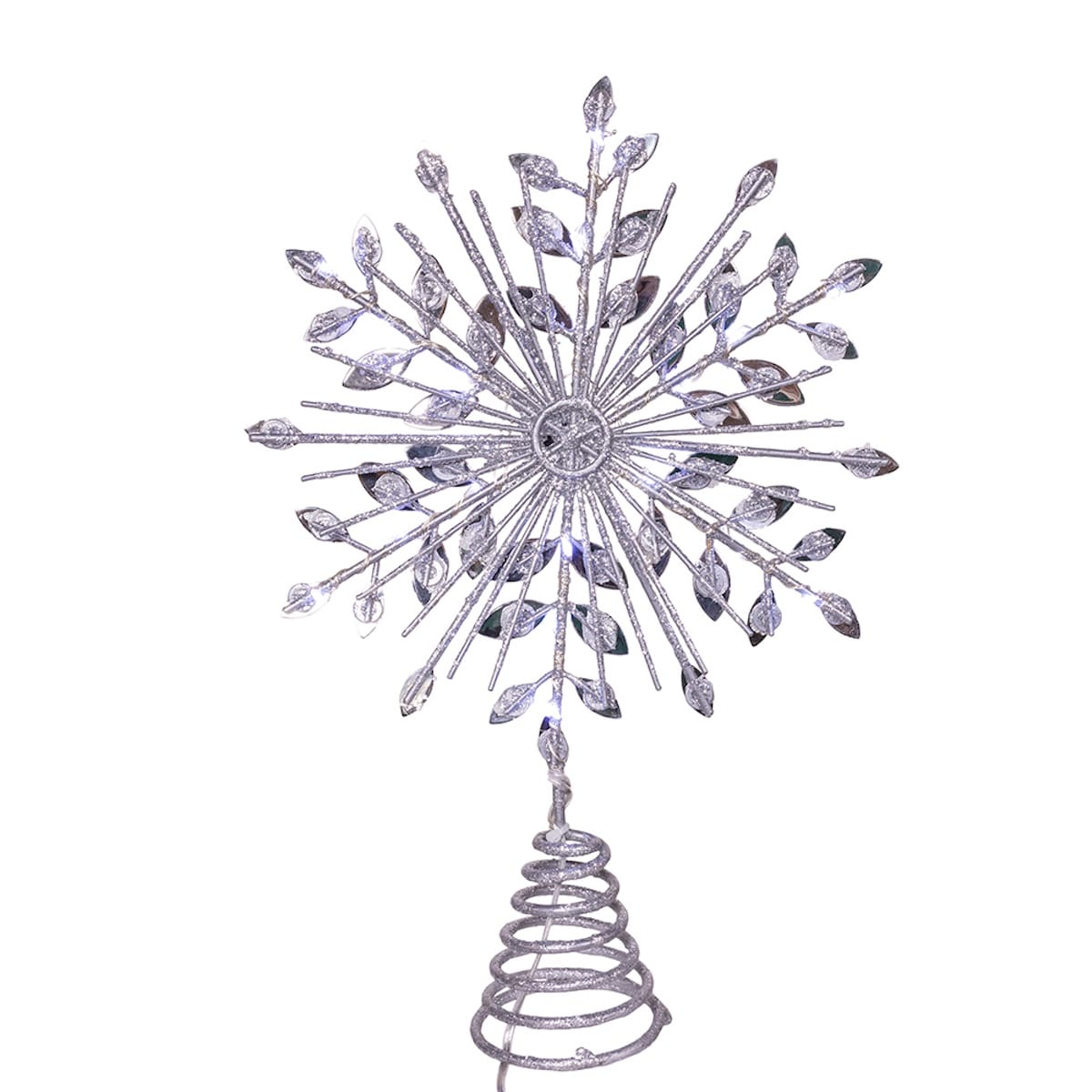 Snowflake Silver Glittered Tree Topper - Christmas Store