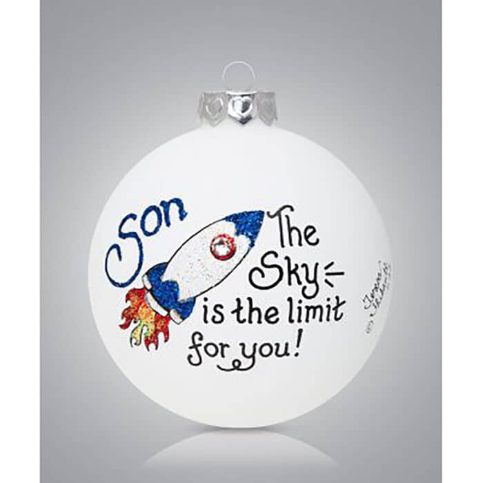 Son the Sky Glass Ball Ornament Personalized