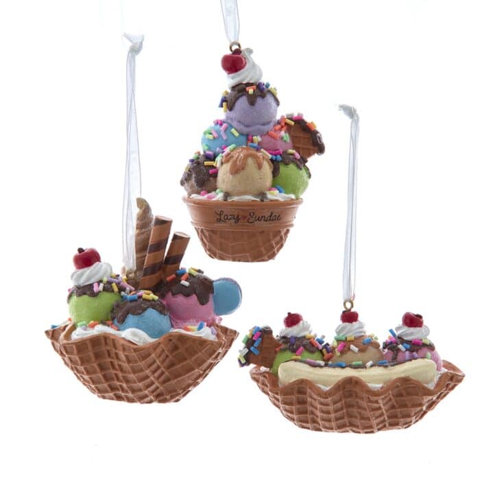 Waffle Ice Cream Sundae Ornaments