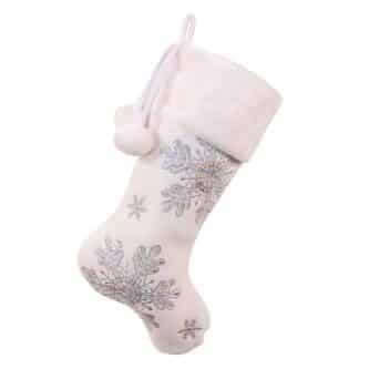 White Velvet Snowflake Stocking