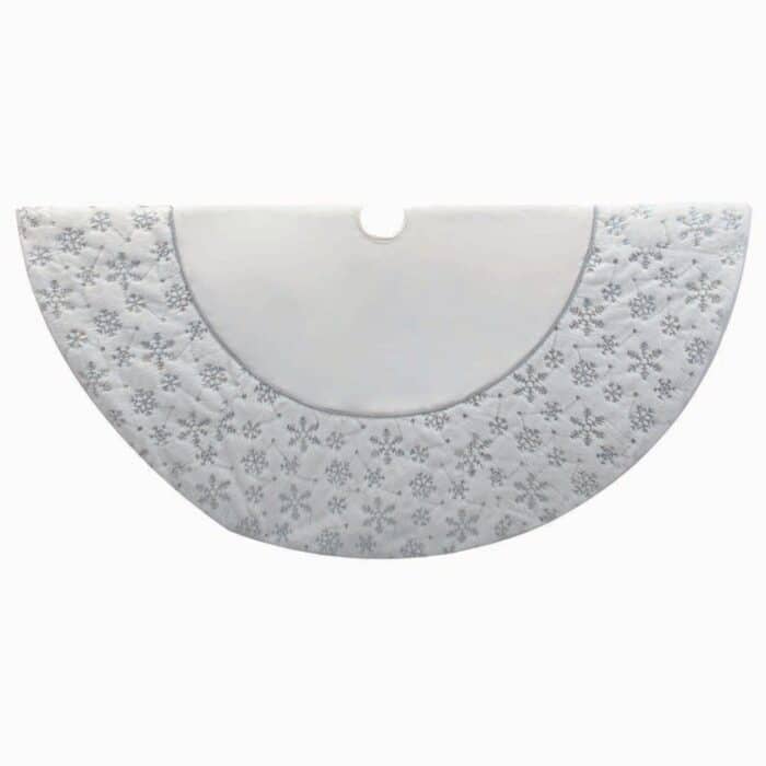White with Silver Snowflake Tree Skirt 54