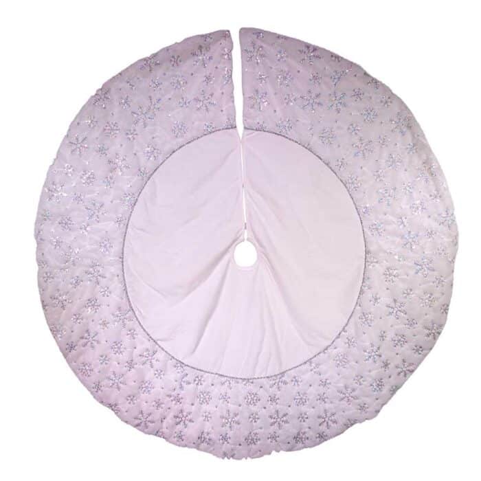 White with Silver Snowflake Tree Skirt 54 Full