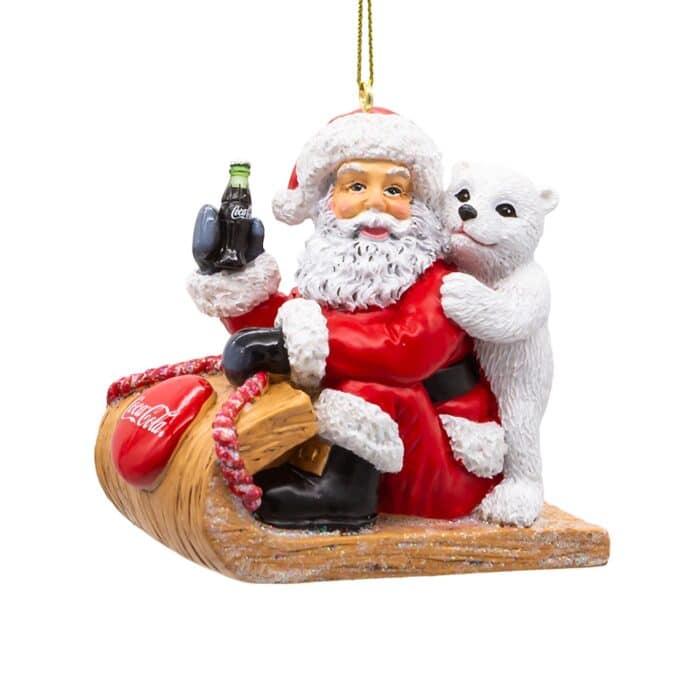 Coca-Cola® Santa Cub On Sled Ornament