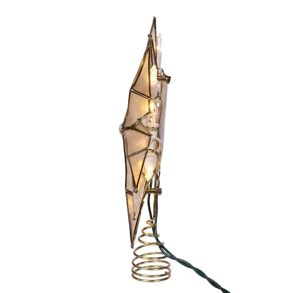 Brass Plated Capiz Star Tree Topper - Christmas Store