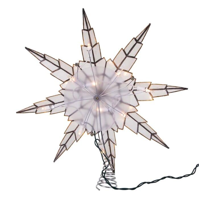 Capiz Silver Trim Star Tree Topper Back