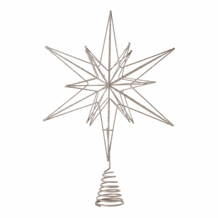 Champagne Glitter Moravian Star Treetop