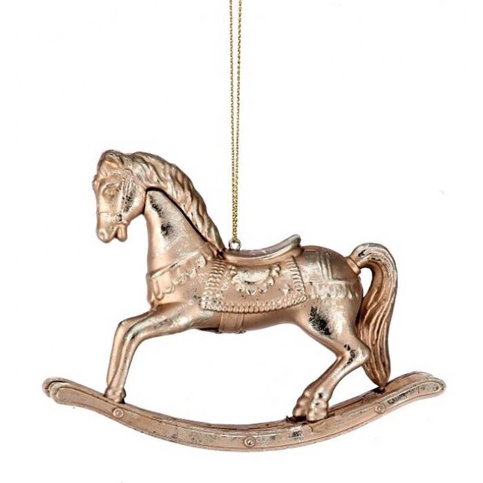 Champagne Gold Rocking Horse Ornament