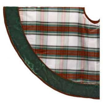 Christmas Plaid Velvet Trim Tree Skirt 54"