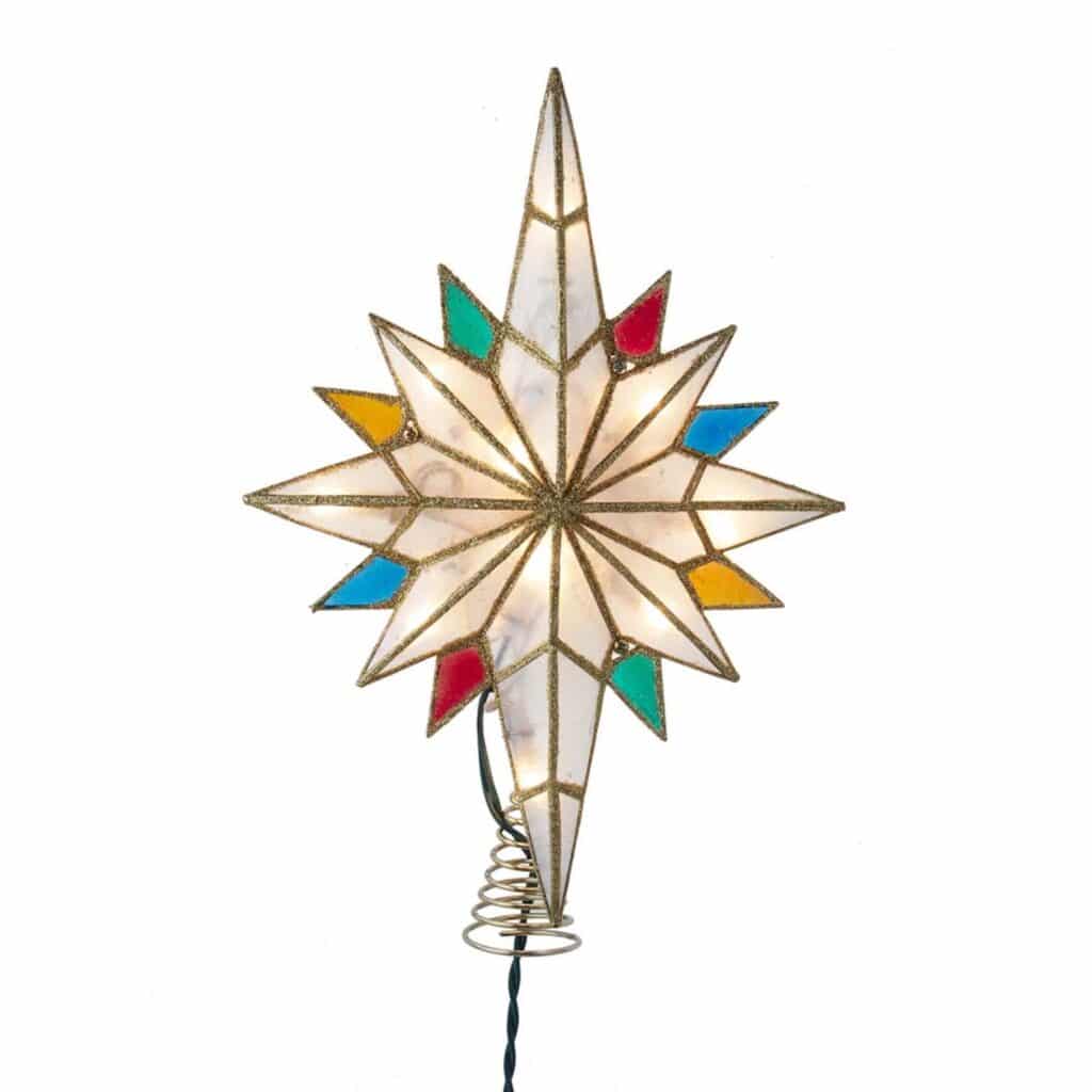 Color Tipped Capiz Bethlehem Star Tree Topper