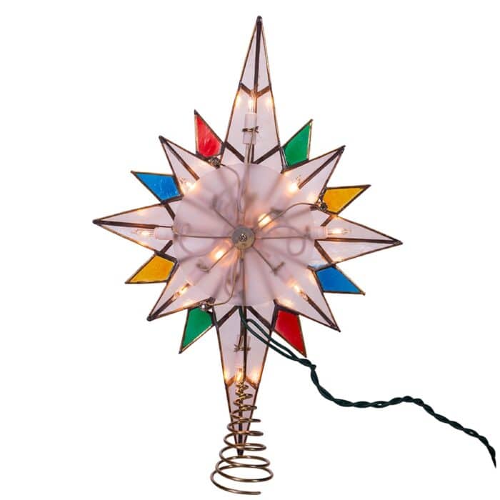 Color Tipped Capiz Bethlehem Star Tree Topper Back