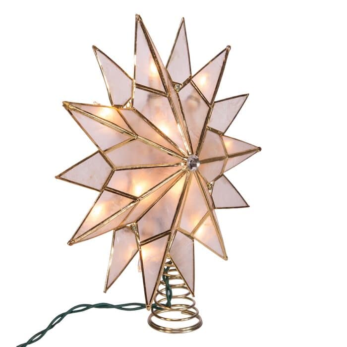 Double Tip Star Capiz Shell Tree Topper Front Side