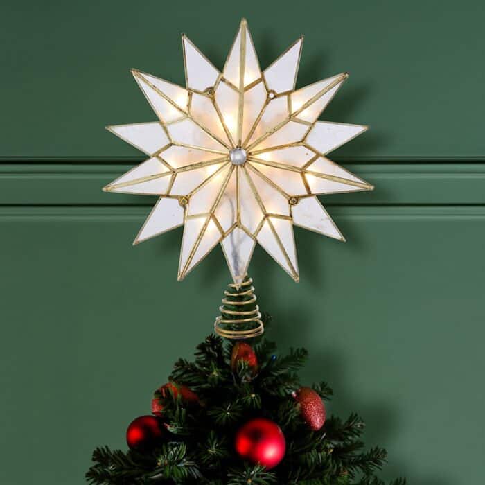 Double Tip Star Capiz Shell Tree Topper Glam
