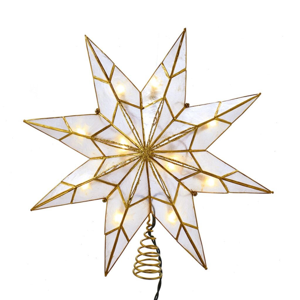 Eight Star Gold Capiz Shell Star Tree Topper