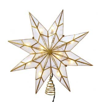 Eight Star Gold Capiz Shell Star Tree Topper