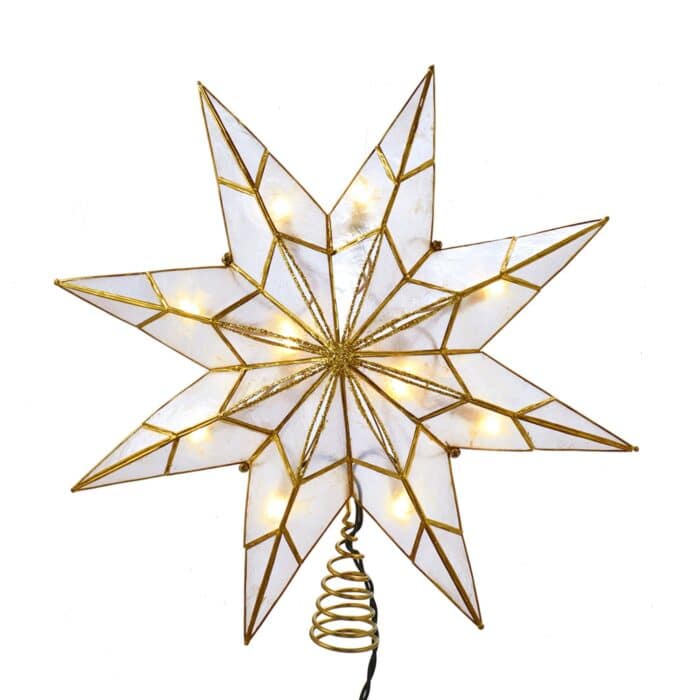 Eight Star Gold Capiz Shell Star Tree Topper