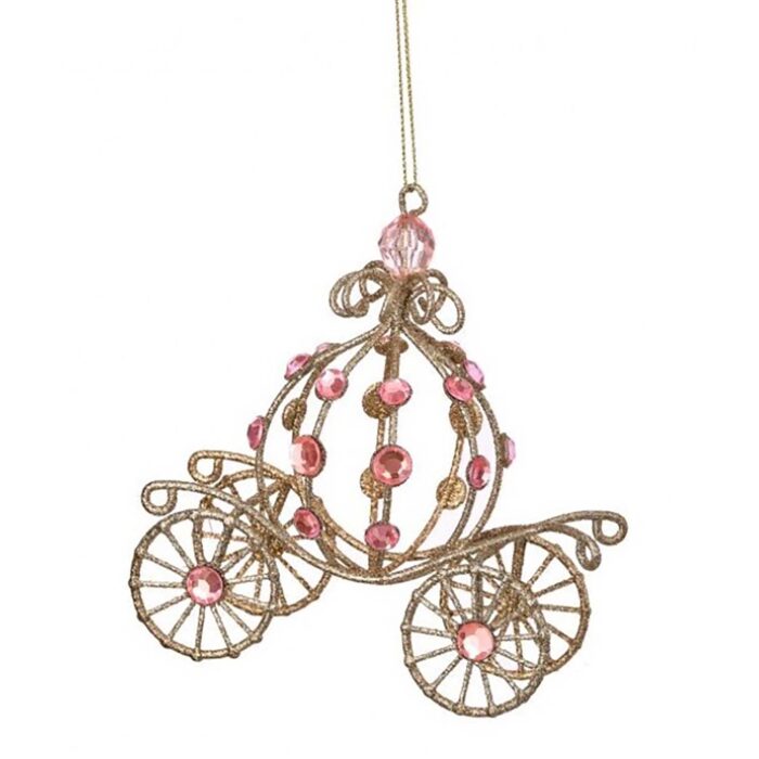 Golden Carriage with Gems Ornament