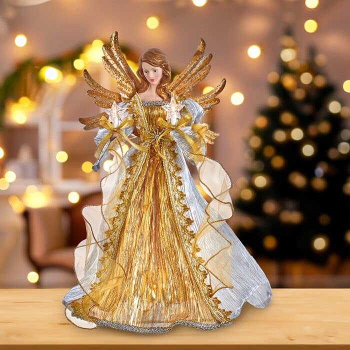 Golden Winged Angel Tree Topper Glam