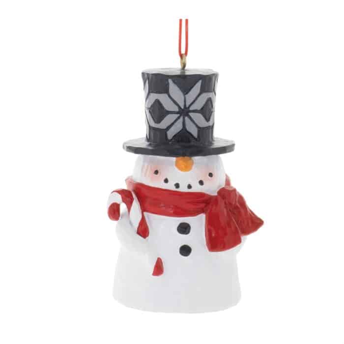 Happy Top Hat Snowman Ornaments with Candy Cane