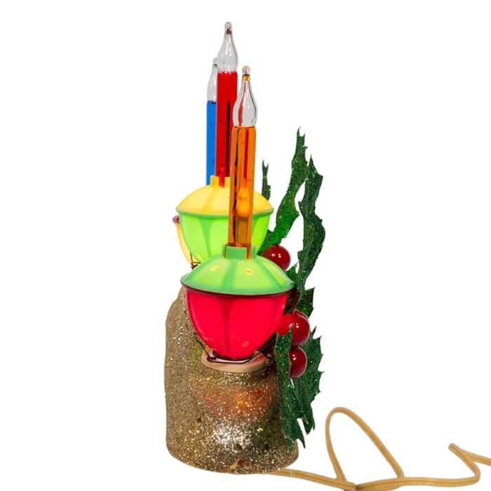 Holly Berry Bubble Light Centerpiece Side