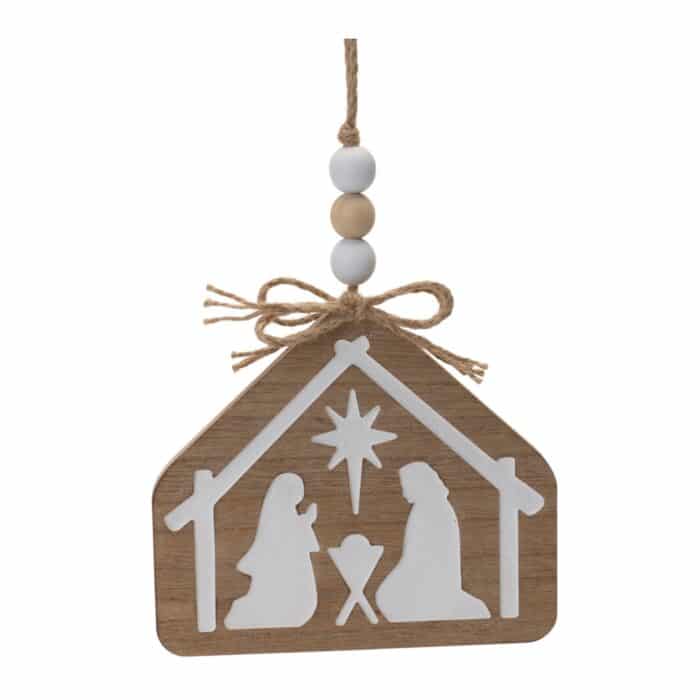 Holy Family Wooden Nativity Ornament