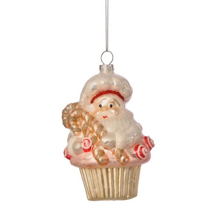 Santa Candy Cupcake Ornament