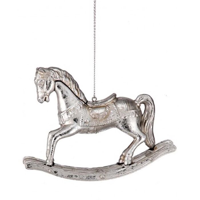 Silver Tone Rocking Horse Ornament
