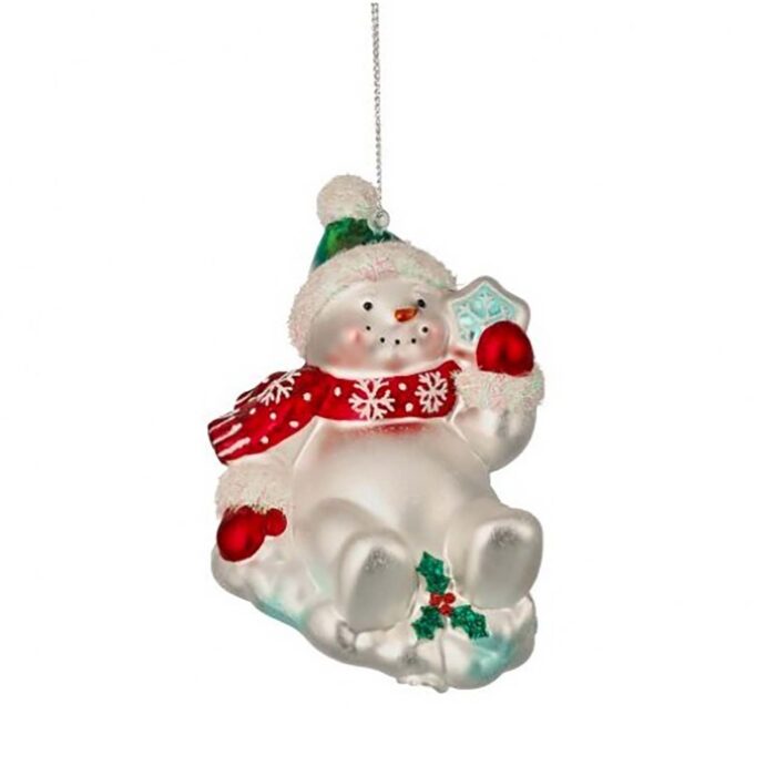 Snowy Sled Snowman Ornament