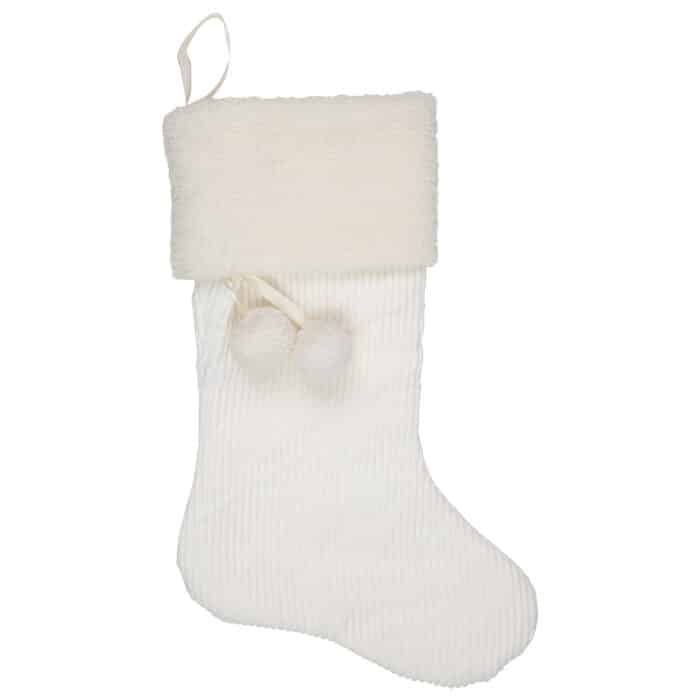 Soft Corduroy Boucle Cuff Stocking off White