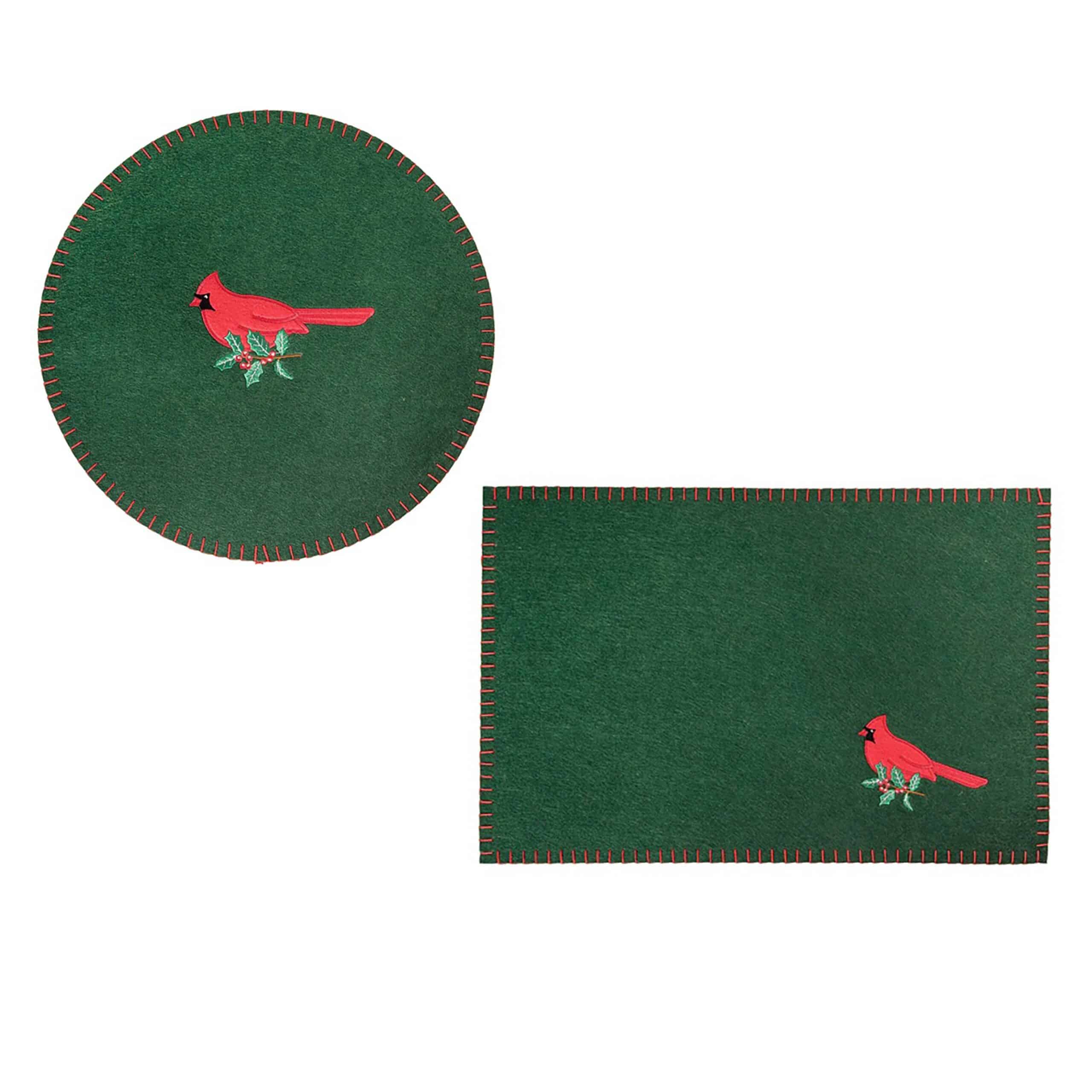 Cardinal Holly Felt Placemat
