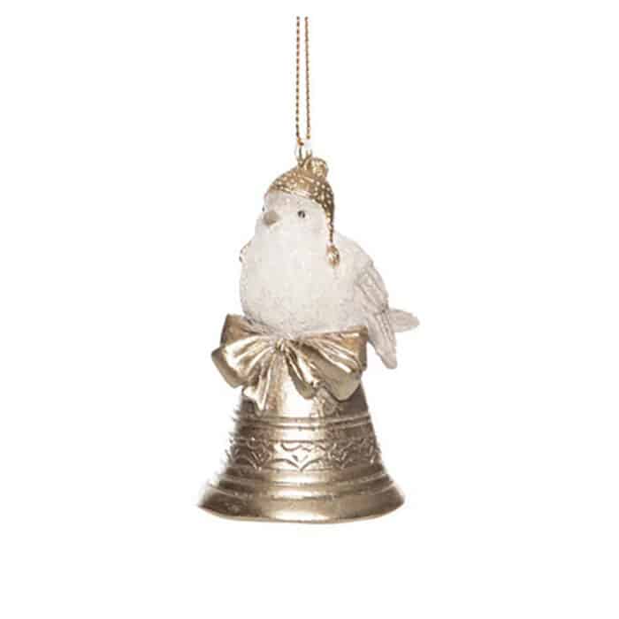 Champagne  White Bird Bell Ornament