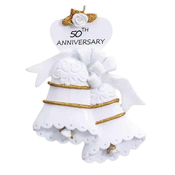 50th Anniversary Double Bell Ornament Personalized