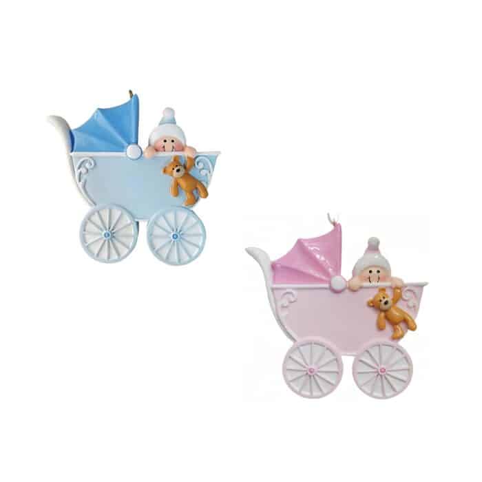 Baby in Carriage Ornament Personalized