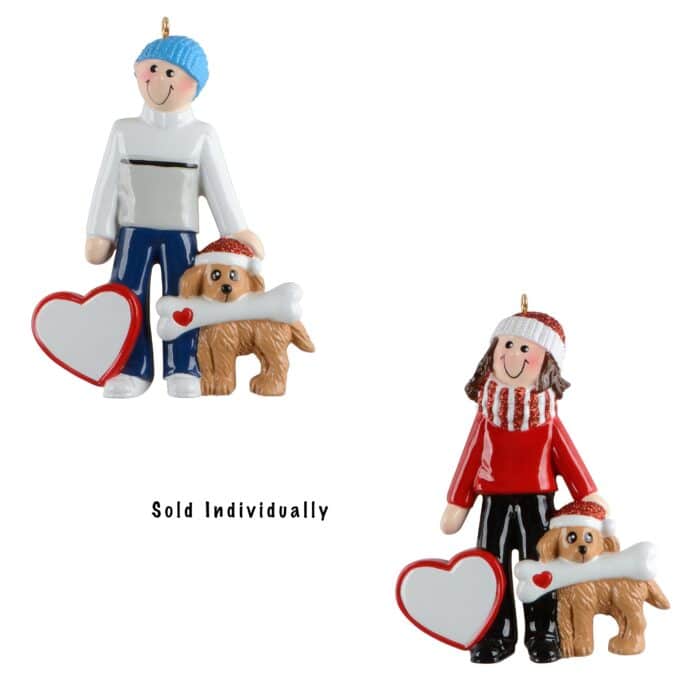 Boy or Girl with Doggy Ornament Personalized