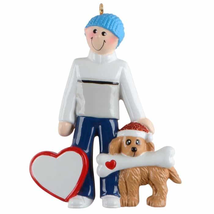 Boy or Girl with Doggy Ornament Personalized Boy