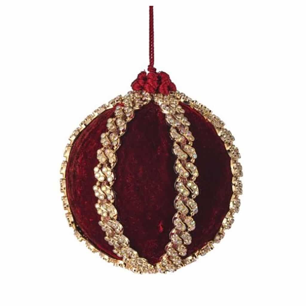 Burgundy Velvet Jeweled Ornament