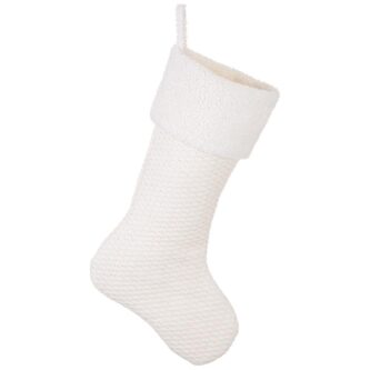 Cream Waffle Weave Fur Cuff Stocking