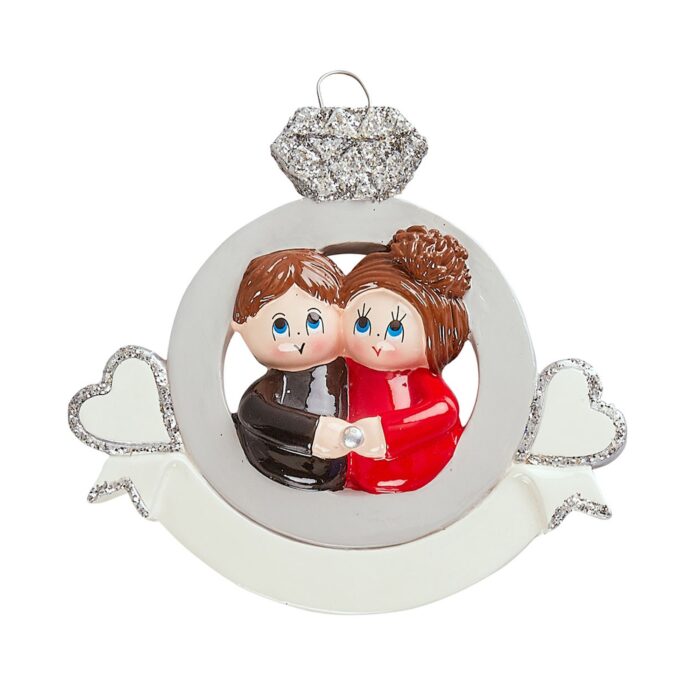Engaged Couple Ring Ornament Personalize