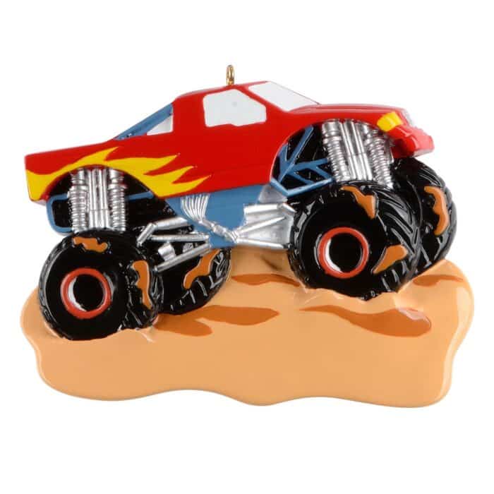 Flames Monster Truck Ornament Personalized