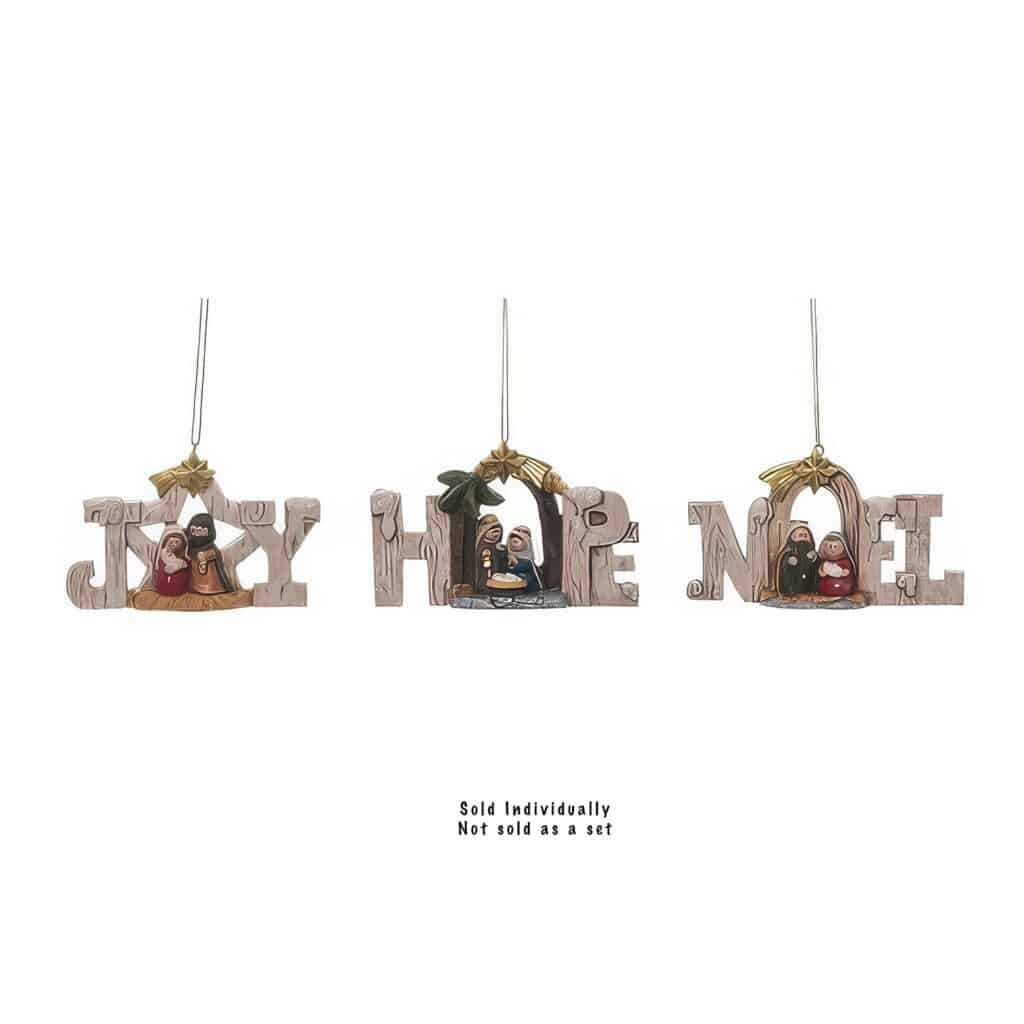 Joy Hope Noel Holy Family Ornament