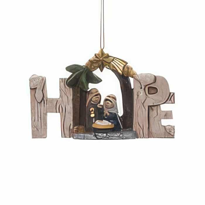 Joy Hope Noel Holy Family Ornament Hope